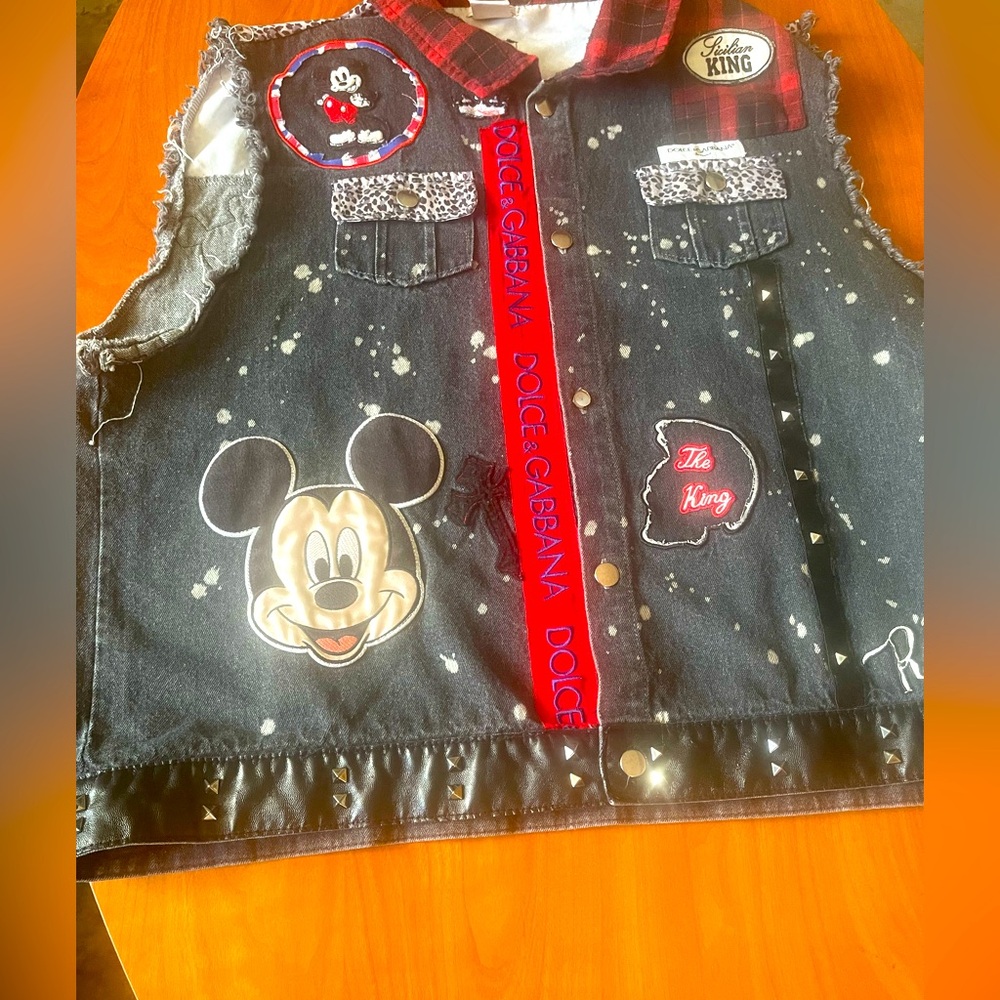 Dolce & Gabbana Black Vest with Mickey Mouse and Red Details